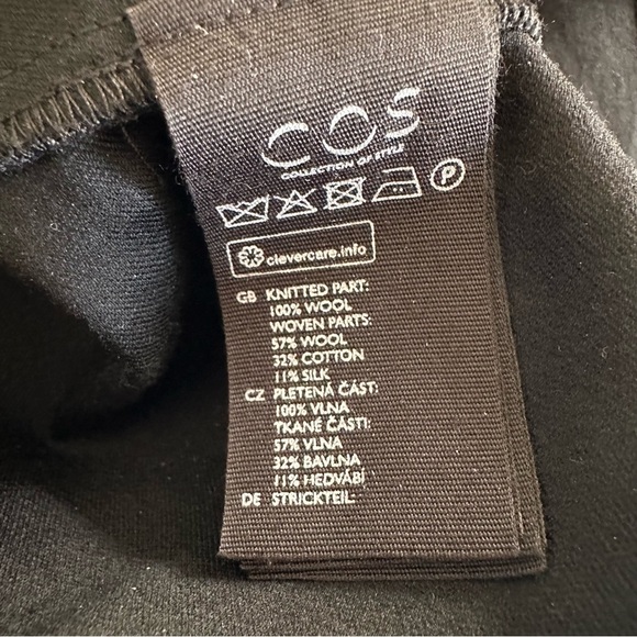 COS Black Long Sleeve mixed media front pocket mini dress size XS - Picture 7 of 7